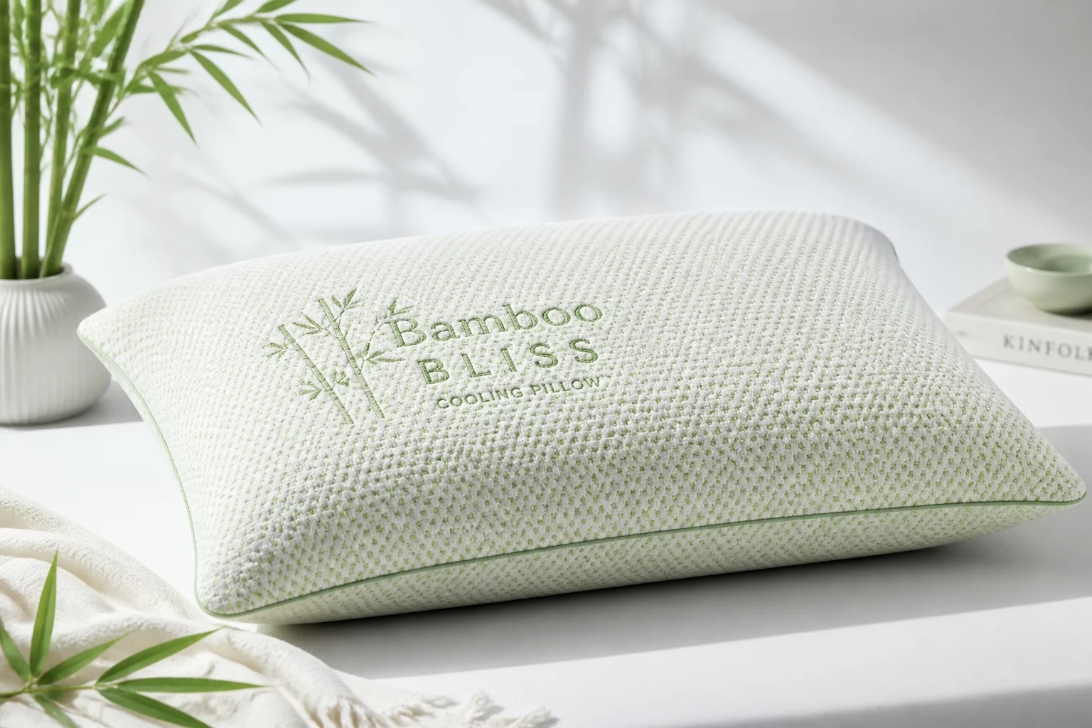Bamboo Bliss Cooling Pillow with breathable botanical weave