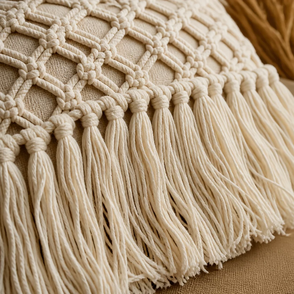 Boho Fringed Decor Pillow fringe craftsmanship