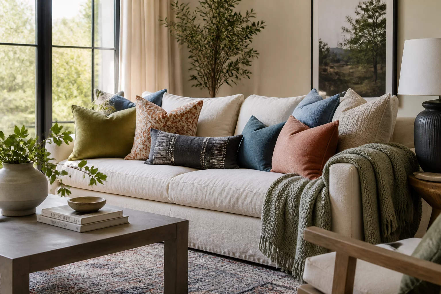 How to Arrange Pillows on a Sofa styling preview