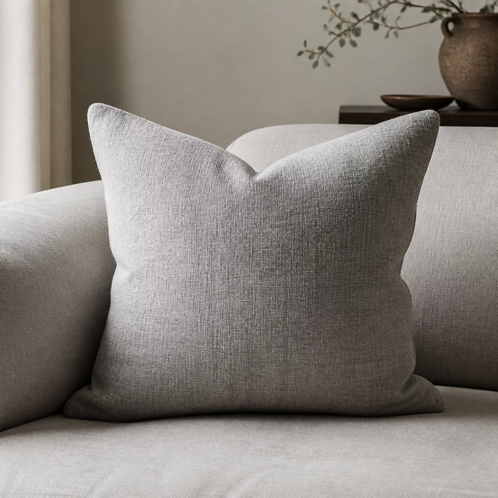 Minimalist Linen Cushion made of natural washed flax linen