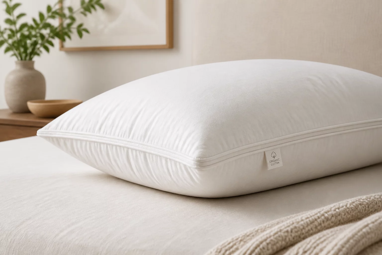 Organic Cotton Sleep Pillow side angle