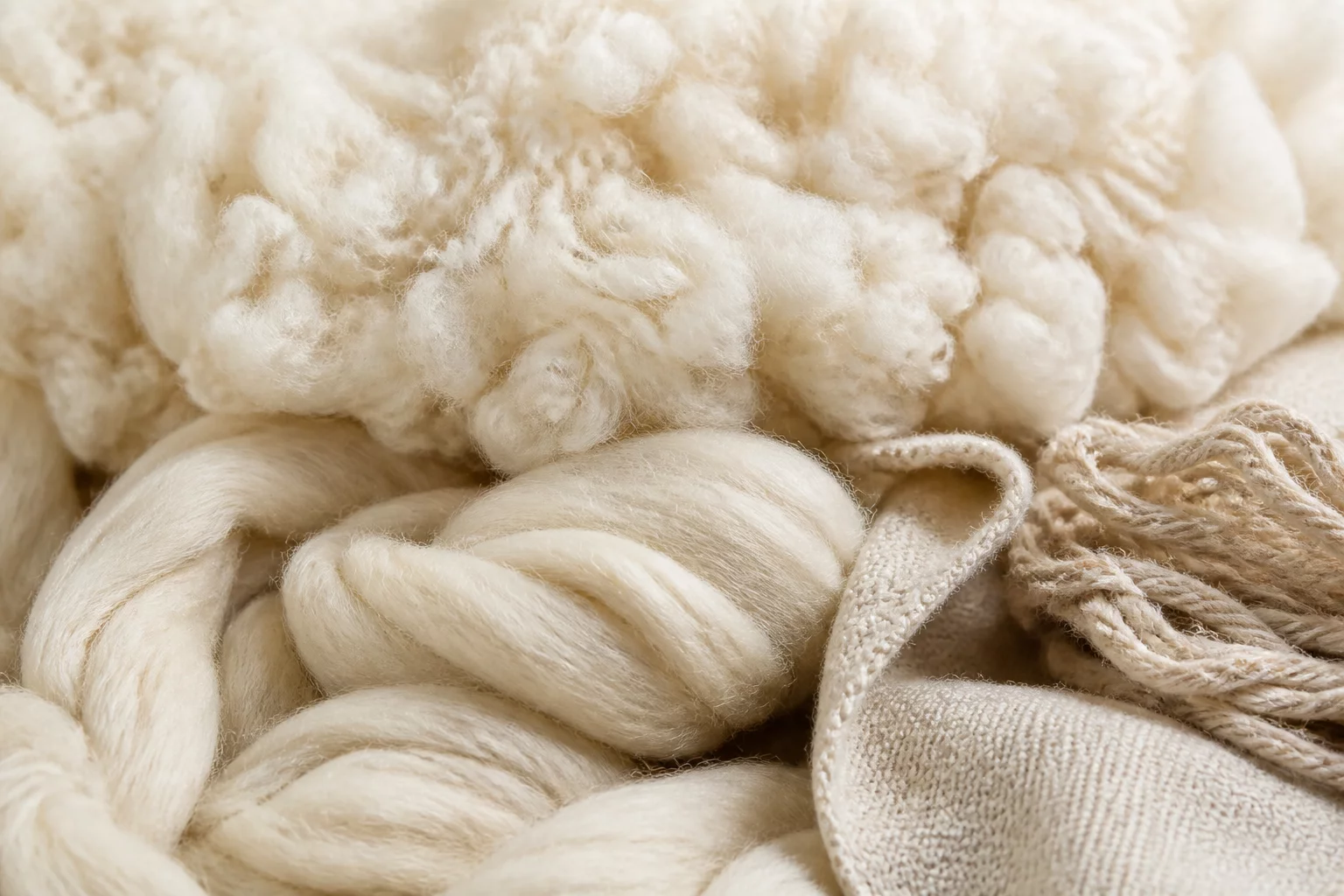 Canadian organic wool texture and pillow layers